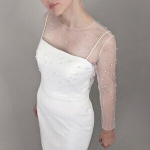 NWOT Sheer Bridal Pearl Top